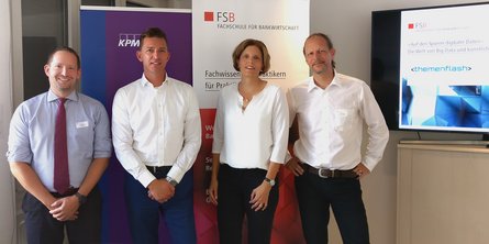 Reto Gareus und Stephan Erdmann, KPMG, Daniela Stehli, FSB, François Rüf, Bank Vontobel 