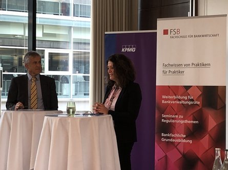 Mary Vacalli, CEO Bank Cler wird interviewt von Dr. Beat Oberlin, FSB und VR Swissquote
